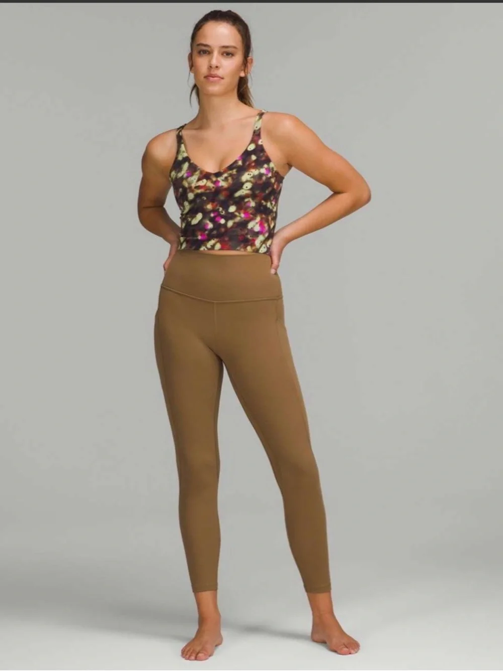 Lululemon Align Nulu Tank Top Soft Focus Splatter Green Multi Built-In Bra